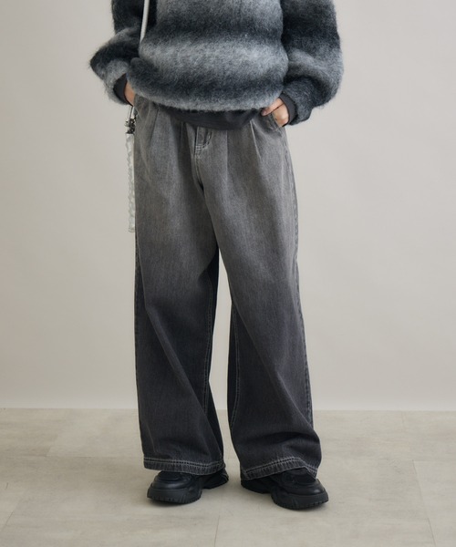 Paradise Picnic（パラダイスピクニック）の「CYAN　グラデーションデニムワイドパンツ（デニムパンツ・レディース・ブラック/ブルー・FREE）」の13枚目の写真