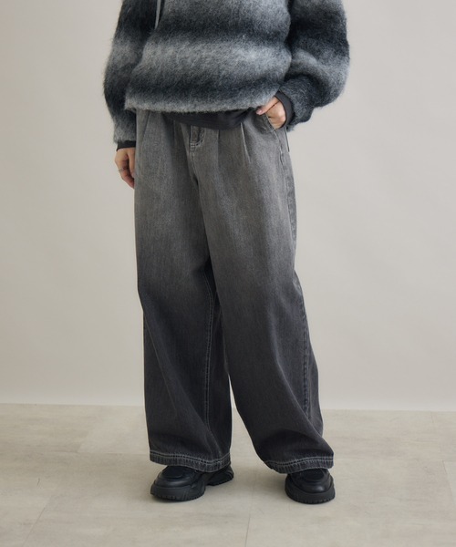 Paradise Picnic（パラダイスピクニック）の「CYAN　グラデーションデニムワイドパンツ（デニムパンツ・レディース・ブラック/ブルー・FREE）」の14枚目の写真
