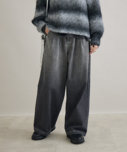 Paradise Picnic（パラダイスピクニック）の「CYAN　グラデーションデニムワイドパンツ（デニムパンツ・レディース・ブラック/ブルー・FREE）」の15枚目の写真