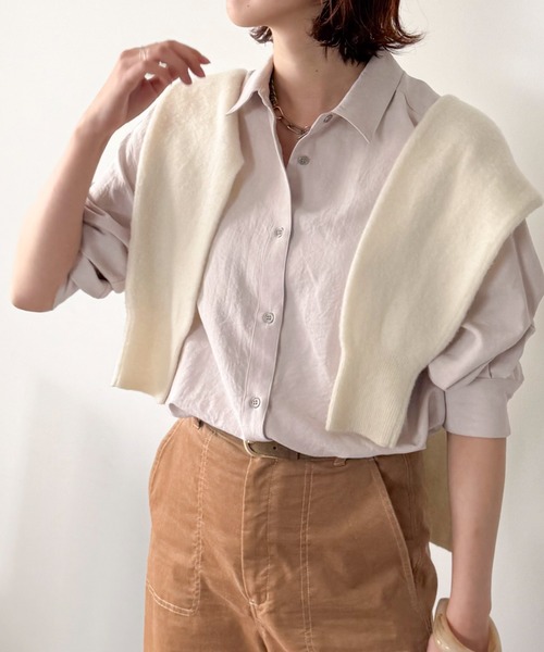 Doux archives（ドゥアルシーヴ）の「ヴィンテージサテン２ＷＡＹシャツ（シャツ/ブラウス・レディース・ベージュ/ピンク/ブラック・FREE）」の3枚目の写真