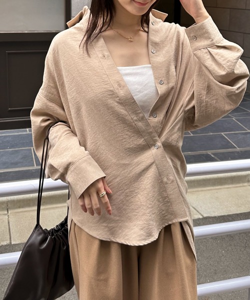 Doux archives（ドゥアルシーヴ）の「ヴィンテージサテン２ＷＡＹシャツ（シャツ/ブラウス・レディース・ベージュ/ピンク/ブラック・FREE）」の20枚目の写真