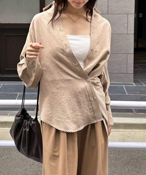 Doux archives（ドゥアルシーヴ）の「ヴィンテージサテン２ＷＡＹシャツ（シャツ/ブラウス・レディース・ベージュ/ピンク/ブラック・FREE）」の18枚目の写真