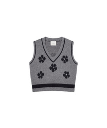 SIKN2014 Wool Blend Jacquard Knit Vest_Gray