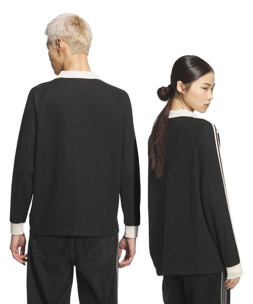 adidas(アディダス)の「adidas WAFFLE LONG SLEEVE POLO / アディダス ワッフル ロング スリーブ ポロ【SP】(ポロシャツ・メンズ・ブラック・XS/S/M/L/XL/XXL)」の10枚目の写真