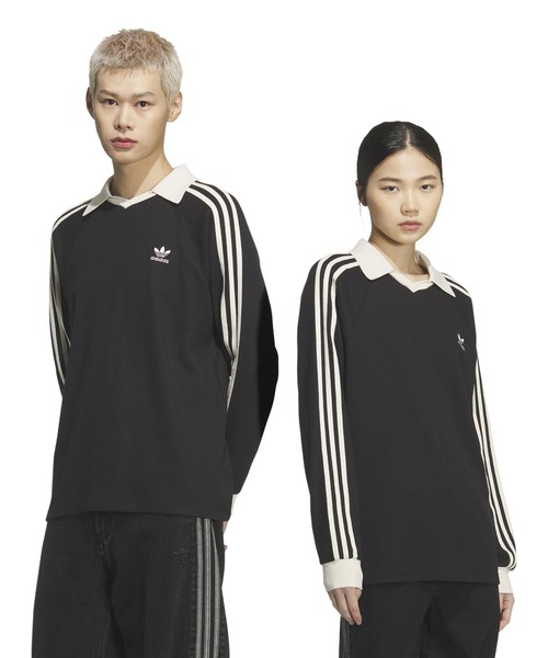 adidas(アディダス)の「adidas WAFFLE LONG SLEEVE POLO / アディダス ワッフル ロング スリーブ ポロ【SP】(ポロシャツ・メンズ・ブラック・XS/S/M/L/XL/XXL)」の11枚目の写真