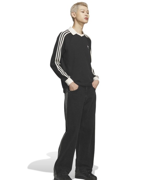 adidas(アディダス)の「adidas WAFFLE LONG SLEEVE POLO / アディダス ワッフル ロング スリーブ ポロ【SP】(ポロシャツ・メンズ・ブラック・XS/S/M/L/XL/XXL)」の12枚目の写真