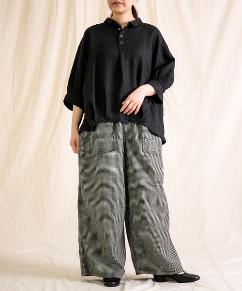 Brocante（ブロカント）の「[Brocante / ブロカント] リネンキャンバス バロンシャツ（シャツ/ブラウス・レディース・ラベンダー/ベージュ/ホワイト/ライトグレー/ブラック・2）」の22枚目の写真