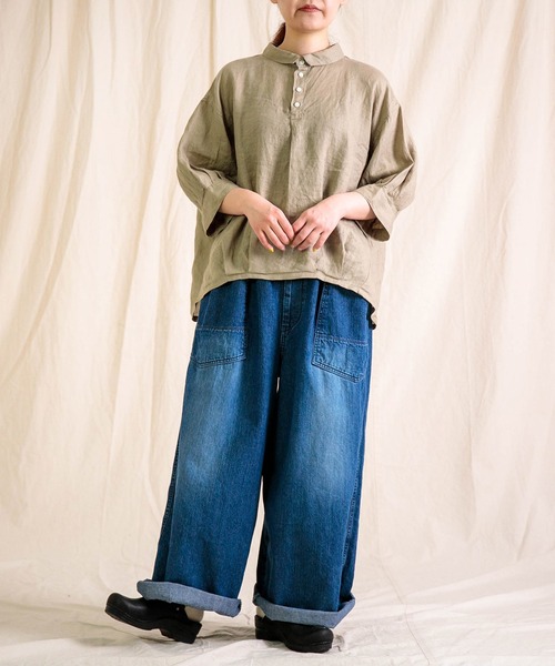 Brocante（ブロカント）の「[Brocante / ブロカント] リネンキャンバス バロンシャツ（シャツ/ブラウス・レディース・ラベンダー/ベージュ/ホワイト/ライトグレー/ブラック・2）」の13枚目の写真