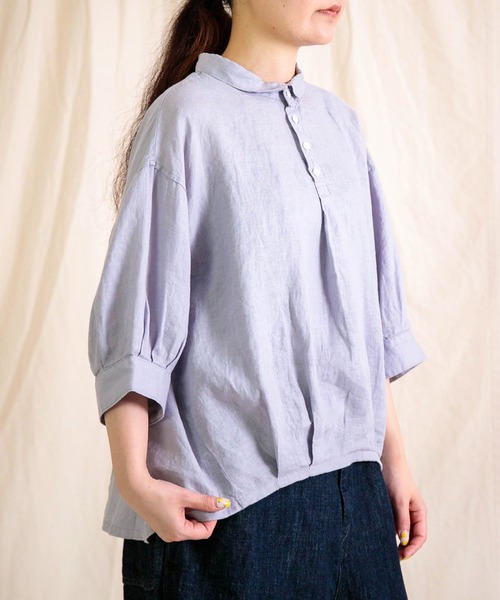 Brocante（ブロカント）の「[Brocante / ブロカント] リネンキャンバス バロンシャツ（シャツ/ブラウス・レディース・ラベンダー/ベージュ/ホワイト/ライトグレー/ブラック・2）」の6枚目の写真