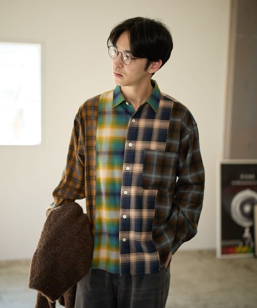 BAYFLOW（ベイフロー）の「アソート柄ネルチェックシャツ（シャツ/ブラウス・メンズ・グリーン/その他/ブラック・MEDIUM/LARGE）」の3枚目の写真