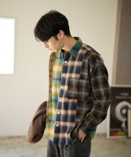 BAYFLOW(ベイフロー)の「アソート柄ネルチェックシャツ(シャツ/ブラウス・メンズ・グリーン/その他/ブラック・MEDIUM/LARGE)」の5枚目の写真