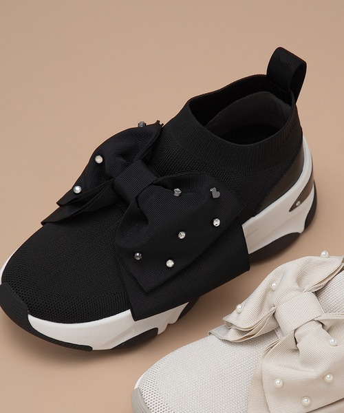 ダイアナプラス　DIANA ビッグリボンニットソックススニーカー PL9046BW000573_thumb.jpg