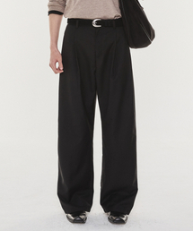 KICHUL（キチョル）の「Refined Soft TR Pleated Wide Pants (Black)（スラックス）」