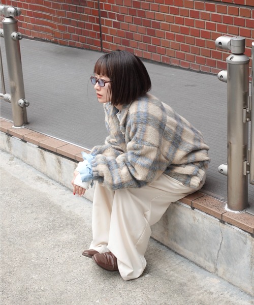 teen boopシャギーブルゾン TEEN BOOP ブルゾン アウター シャギーチェックブルゾン レディース