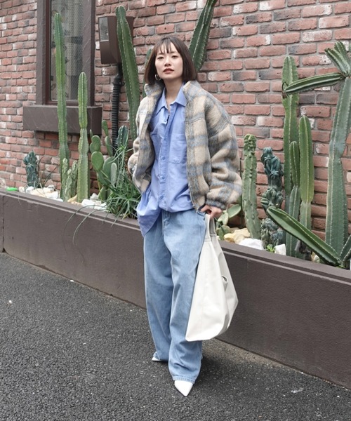 teen boopシャギーブルゾン TEEN BOOP ブルゾン アウター シャギーチェックブルゾン レディース