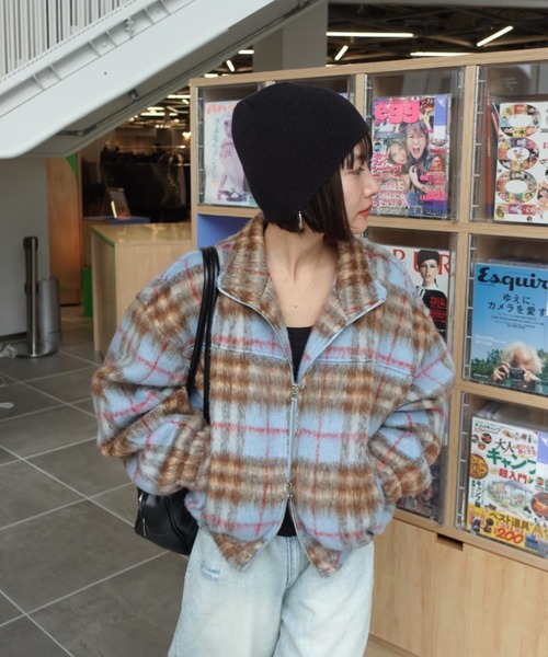 TEEN BOOP チェックルーズロンパース ブラウン チェックルーズ