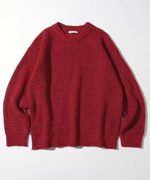 Firsthand（ファーストハンド）の「Firsthand/ファーストハンド ビッグシルエット ウール混 ワッフル編 クルーネックニット（ニット/セーター・メンズ・チャコールグレー/サックスブルー/ベージュ/レッド・LARGE/MEDIUM）」の11枚目の写真