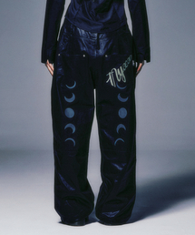 STRAP BELTED FAUX LEATHER PANTS BLACK