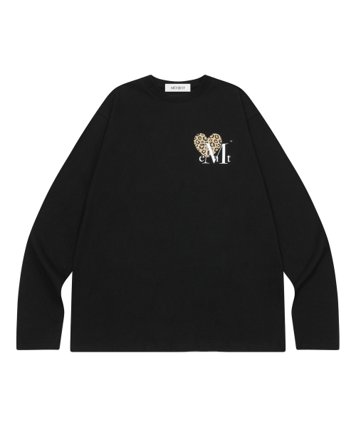 MUCENT（ムセント）の「アイラブシエラヒョウ柄ハート長袖Tシャツ（Tシャツ/カットソー・レディース・ブラック・FREE）」の2枚目の写真