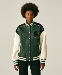 9112 VARSITY LEATHER JACKET_GREEN