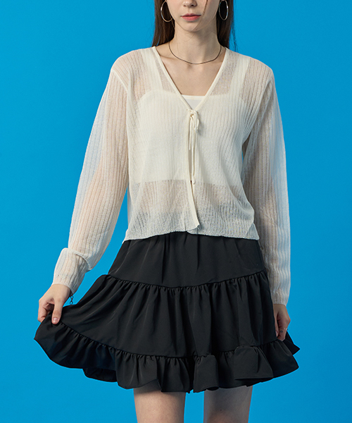 KOLEAT（コレット）の「シースルークーリング夏リボンストラップカーディガン [アイボリー] KGL.（カーディガン/ボレロ・レディース・その他・FREE）」の2枚目の写真