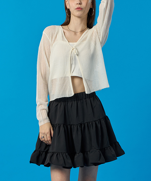 KOLEAT（コレット）の「シースルークーリング夏リボンストラップカーディガン [アイボリー] KGL.（カーディガン/ボレロ・レディース・その他・FREE）」の3枚目の写真