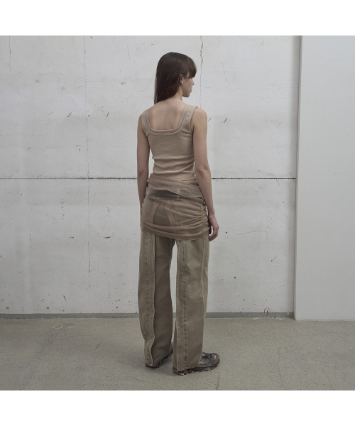 LCDC TM(エルシーディーシーティーエム)の「SHEER FRILL LAYERED KNIT SKIRT (BEIGE)(スカート・レディース・ベージュ・OS)」の3枚目の写真