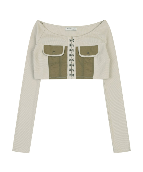ORDINARY HOLIDAY（オーディナリー ホリデー）の「RIBBED CARDIGAN SET [KHAKI]（カーディガン/ボレロ・レディース・その他・FREE）」の3枚目の写真