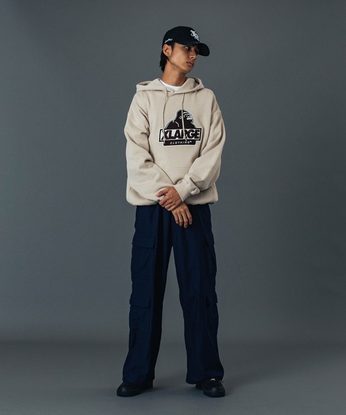 XLARGE（エクストララージ）の「DOUBLE CARGO PANTS（カーゴパンツ・メンズ・ブラック/オリーブ/ネイビー・30inch/32inch/34inch/36inch）」の4枚目の写真