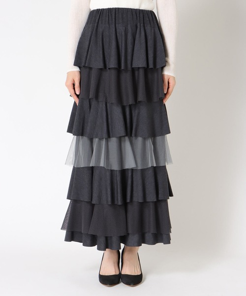 Cepica（セピカ）の「異素材MIXティアードスカート（スカート・レディース・チャコールグレー/ブラック・FREE）」の14枚目の写真