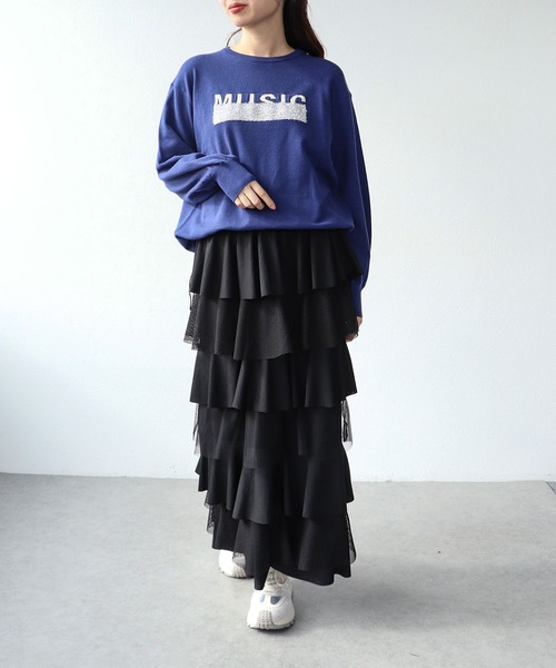 Cepica（セピカ）の「異素材MIXティアードスカート（スカート・レディース・チャコールグレー/ブラック・FREE）」の3枚目の写真