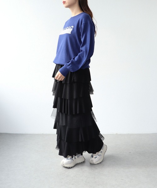 Cepica（セピカ）の「異素材MIXティアードスカート（スカート・レディース・チャコールグレー/ブラック・FREE）」の4枚目の写真