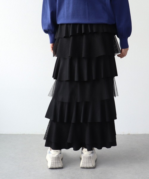 Cepica（セピカ）の「異素材MIXティアードスカート（スカート・レディース・チャコールグレー/ブラック・FREE）」の9枚目の写真
