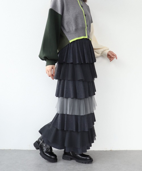 Cepica（セピカ）の「異素材MIXティアードスカート（スカート・レディース・チャコールグレー/ブラック・FREE）」の11枚目の写真