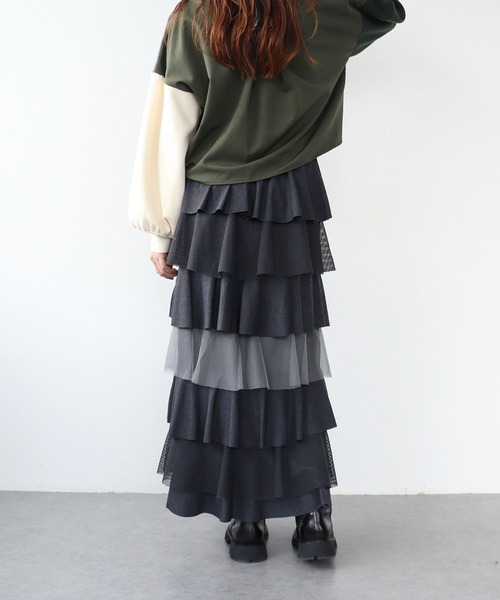 Cepica（セピカ）の「異素材MIXティアードスカート（スカート・レディース・チャコールグレー/ブラック・FREE）」の12枚目の写真