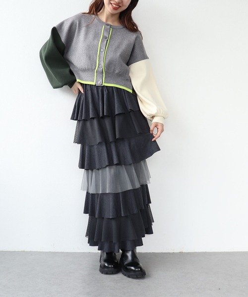 Cepica（セピカ）の「異素材MIXティアードスカート（スカート・レディース・チャコールグレー/ブラック・FREE）」の13枚目の写真