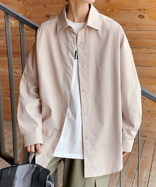 link lot(リンクロット)の「オーバーサイズ無地シャツ(シャツ/ブラウス・メンズ・オレンジ/ベージュ/ホワイト/グリーン/ブラック/ブルー/グレー・M/L)」の4枚目の写真