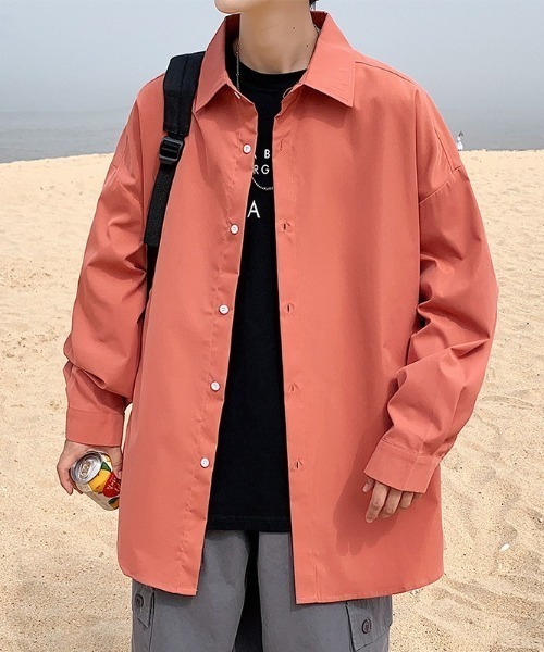 link lot(リンクロット)の「オーバーサイズ無地シャツ(シャツ/ブラウス・メンズ・オレンジ/ベージュ/ホワイト/グリーン/ブラック/ブルー/グレー・M/L)」の7枚目の写真