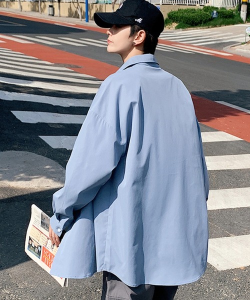 link lot(リンクロット)の「オーバーサイズ無地シャツ(シャツ/ブラウス・メンズ・オレンジ/ベージュ/ホワイト/グリーン/ブラック/ブルー/グレー・M/L)」の20枚目の写真