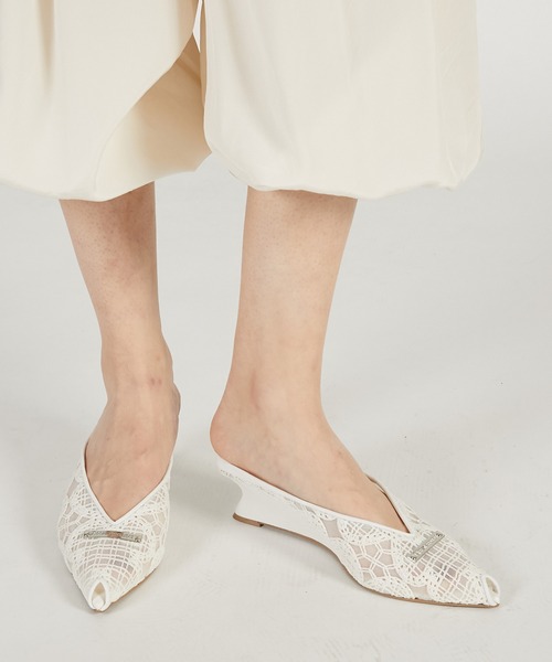 PRANK PROJECT（プランクプロジェクト）の「【2026Spring Pre-Order】マルチファブリックウェッジソールカットミュール / Wedge-Sole Cut Mules（その他シューズ・レディース・アイボリー/ベージュ・36/37/38）」の2枚目の写真