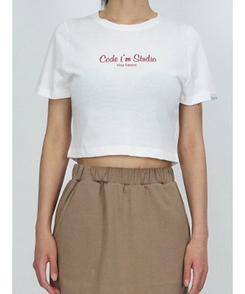 CODE I'M(コードアイエム)の「プルファムロゴプリントクロップTシャツホワイト(Tシャツ/カットソー・レディース・その他・FREE)」の1枚目の写真