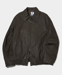 PLACESTUDIOMAN（プレイススタジオメンズ）の「シングルカラー ネック ジップアップ バンディング 春用 ボンバーレザー ブルゾンジャケット[ブラウン]（MA-1）」