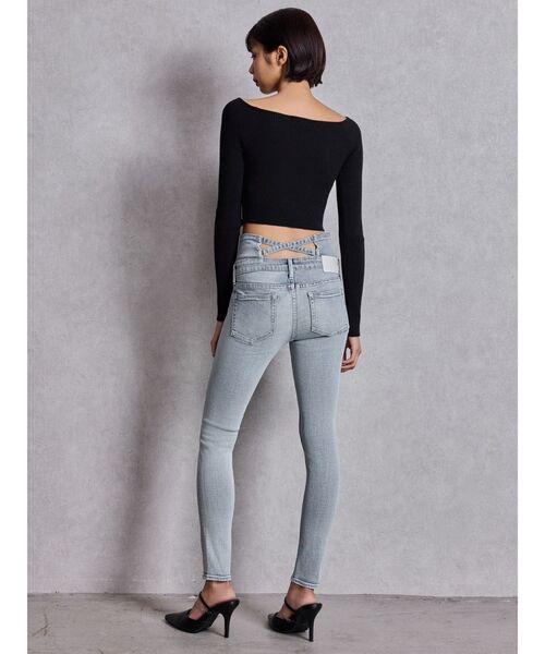 GYDA タグ付き ハイウエスト バッククロススキニーパンツ M ライトブルー GYDA（ジェイダ）の「ハイウエスト バッククロス ダメージ スキニー