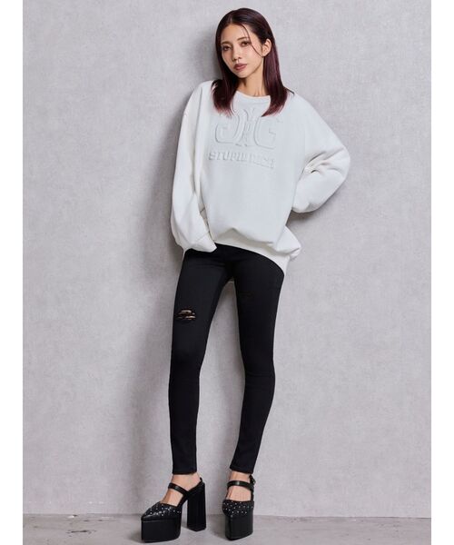 GYDA（ジェイダ）の「ハイウエストバッククロスダメージスキニーデニムパンツ（デニムパンツ・レディース・ブラック/ライトブルー/インディゴブルー・X-SMALL/SMALL/MEDIUM）」の21枚目の写真