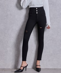 GYDA | ハイウエストバッククロスダメージスキニーデニムパンツ(デニムパンツ)