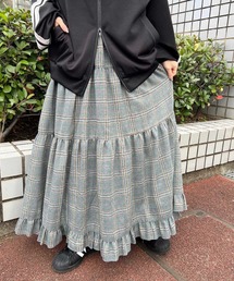 《一部店舗限定★》チェックティアードロングスカート