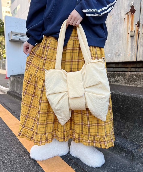 WC（ダブル シー）の「《一部店舗限定★》チェックティアードロングスカート（スカート・レディース・イエロー/グレー・FREE）」の6枚目の写真