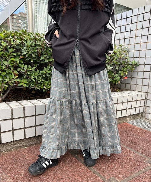 WC（ダブル シー）の「《一部店舗限定★》チェックティアードロングスカート（スカート・レディース・イエロー/グレー・FREE）」の20枚目の写真