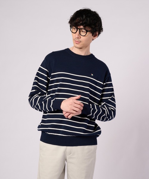 Arnold Palmer(アーノルドパーマー)の「3SEDAI KNIT シェア プルオーバー(ニット/セーター・レディース・ネイビー/ホワイト/グレイッシュベージュ/ネイビー系・M/S/XS/LL/L)」の4枚目の写真