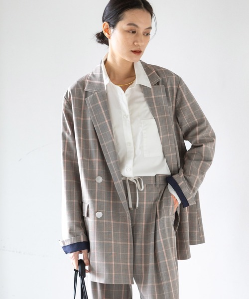 Elura（エルーラ）の「映えラクテーラードジャケット/634734（テーラードジャケット・レディース・ライトグレー/ネイビー/チェック・SMALL/MEDIUM）」の3枚目の写真